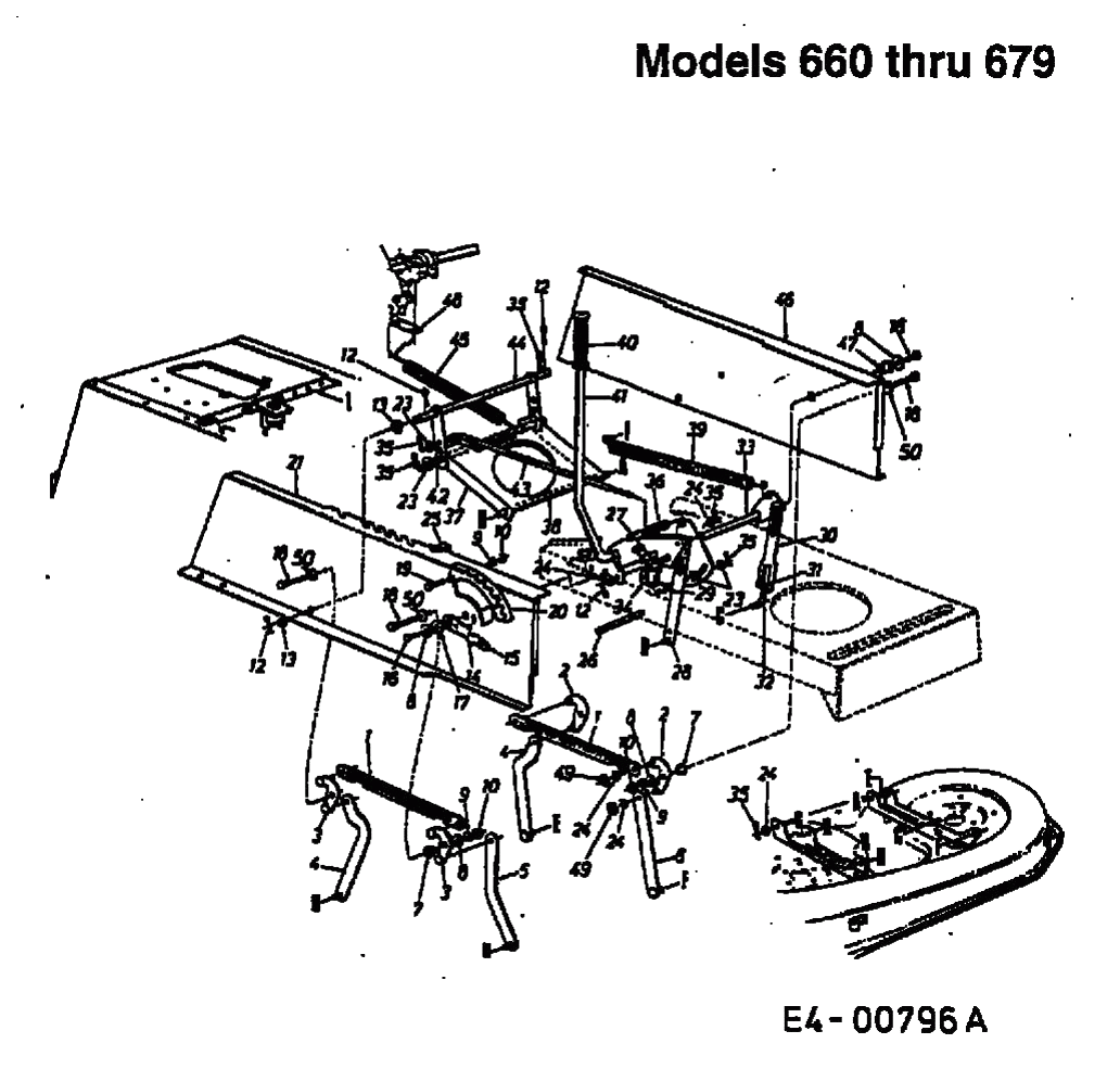 MTD Артикул 13AP678G678 (год выпуска 2001). Крепление деки