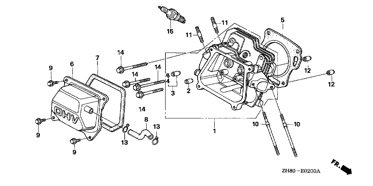 ЗАПЧАСТИ ДЛЯ ДВИГАТЕЛЯ БЕНЗИНОВОГО HONDA GX160K1 (ТИП ETX) (ГОЛОВКА ЦИЛИНДРА)