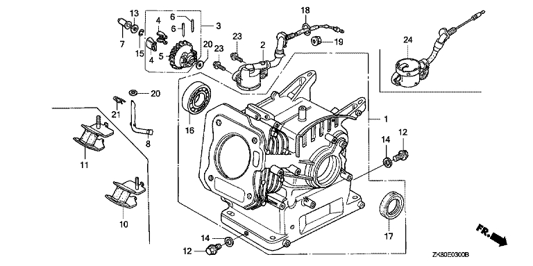 ЗАПЧАСТИ ДЛЯ ДВИГАТЕЛЯ БЕНЗИНОВОГО HONDA GX160K1 (ТИП HHQ4 GC02-8670001-9099999) (ЦИЛИНДР)