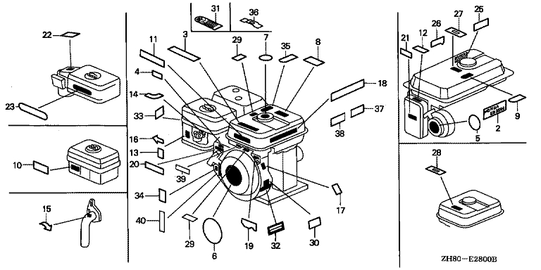 ЗАПЧАСТИ ДЛЯ ДВИГАТЕЛЯ БЕНЗИНОВОГО HONDA GX160K1 (ТИП HXE8 GC02-2000001-8669999) (ТАБЛИЧКИ МАРКИРОВОЧНЫЕ)