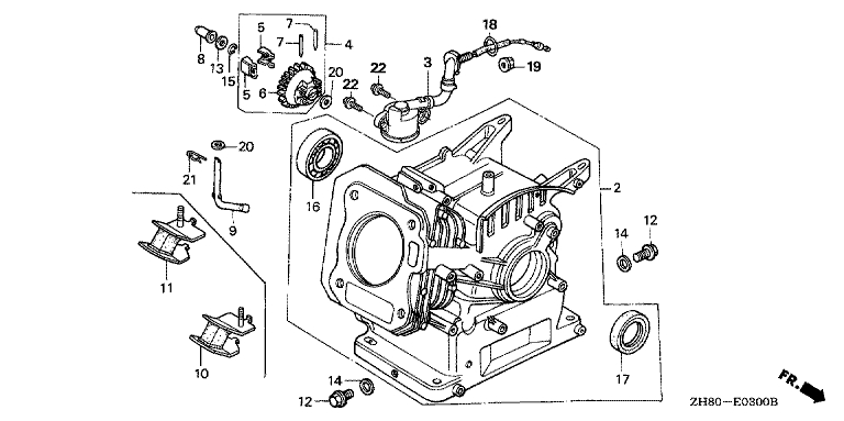 ЗАПЧАСТИ ДЛЯ ДВИГАТЕЛЯ БЕНЗИНОВОГО HONDA GX160K1 (ТИП HXE8 GC02-2000001-8669999) (ЦИЛИНДР)