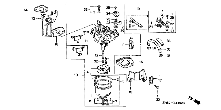 ЗАПЧАСТИ ДЛЯ ДВИГАТЕЛЯ БЕНЗИНОВОГО HONDA GX160K1 (ТИП L1 GC02-2000001-8669999) (КАРБЮРАТОР) (ВАРИАНТ 1)