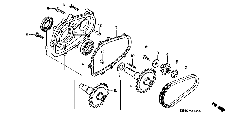 ЗАПЧАСТИ ДЛЯ ДВИГАТЕЛЯ БЕНЗИНОВОГО HONDA GX160K1 (ТИП L1 GC02-2000001-8669999) (РЕДУКТОР)