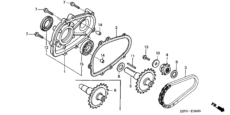 ЗАПЧАСТИ ДЛЯ ДВИГАТЕЛЯ БЕНЗИНОВОГО HONDA GX160K1 (ТИП LW2 GCAAK-1000001-9999999) (РЕДУКТОР)