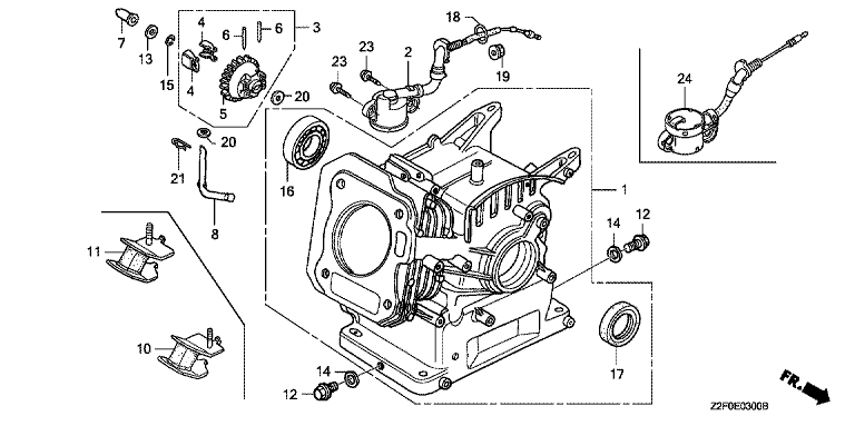 ЗАПЧАСТИ ДЛЯ ДВИГАТЕЛЯ БЕНЗИНОВОГО HONDA GX160K1 (ТИП PXU GCAAK-1000001-9999999) (ЦИЛИНДР)