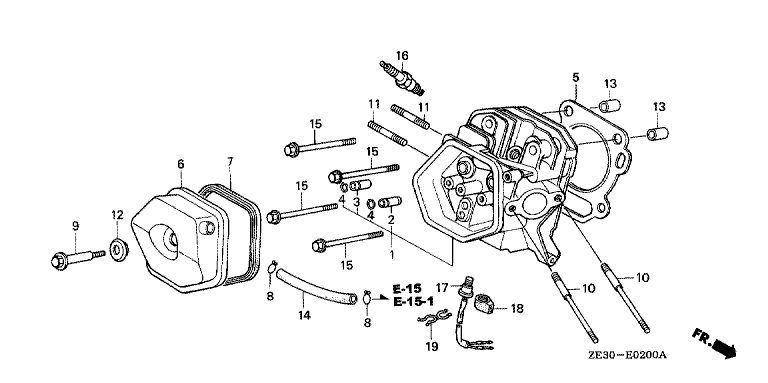 ЗАПЧАСТИ ДЛЯ ДВИГАТЕЛЯ БЕНЗИНОВОГО HONDA GX340 (ТИП B1) (ГОЛОВКА ЦИЛИНДРА)