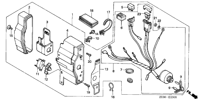 ЗАПЧАСТИ ДЛЯ ДВИГАТЕЛЯ БЕНЗИНОВОГО HONDA GX340 (ТИП B1) (МОДУЛЬ УПРАВЛЕНИЯ) (ВАРИАНТ 1)