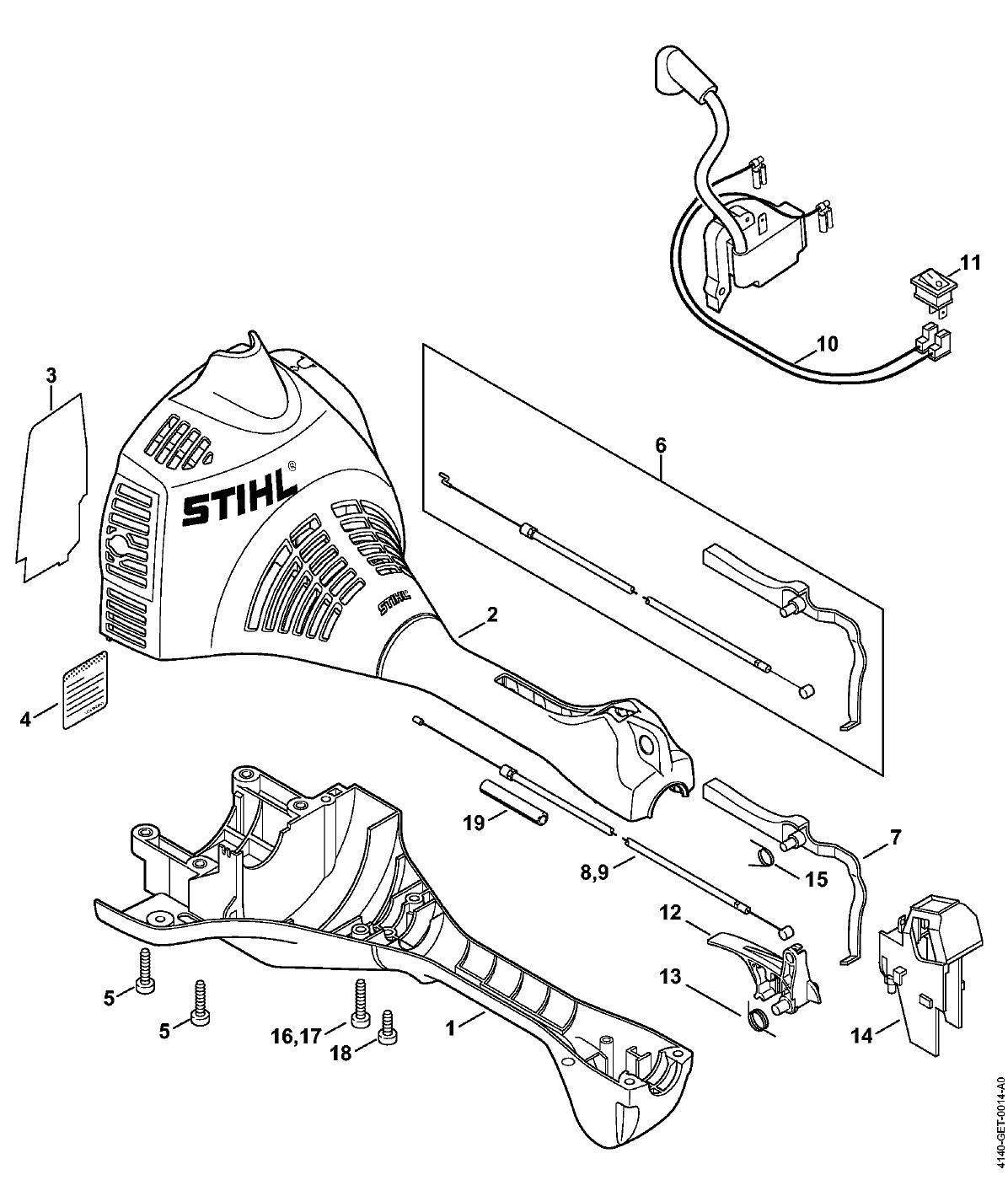 ЗАПЧАСТИ ДЛЯ ТРИММЕРА БЕНЗИНОВОГО STIHL FS 55, FS 55 C, FS 55 R, FS 55 RC, FS 55 T (КОРПУС)