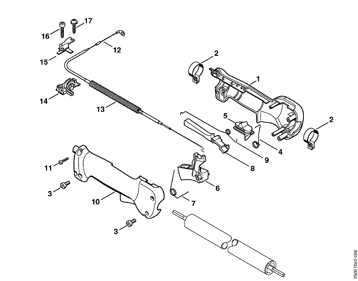 ЗАПЧАСТИ ДЛЯ ТРИММЕРА БЕНЗИНОВОГО STIHL FS 120, FS 120 R, FS 200, FS 200 R, FS 250, FS 250 R (РУКОЯТКА УПРАВЛЕНИЯ (09.2003))