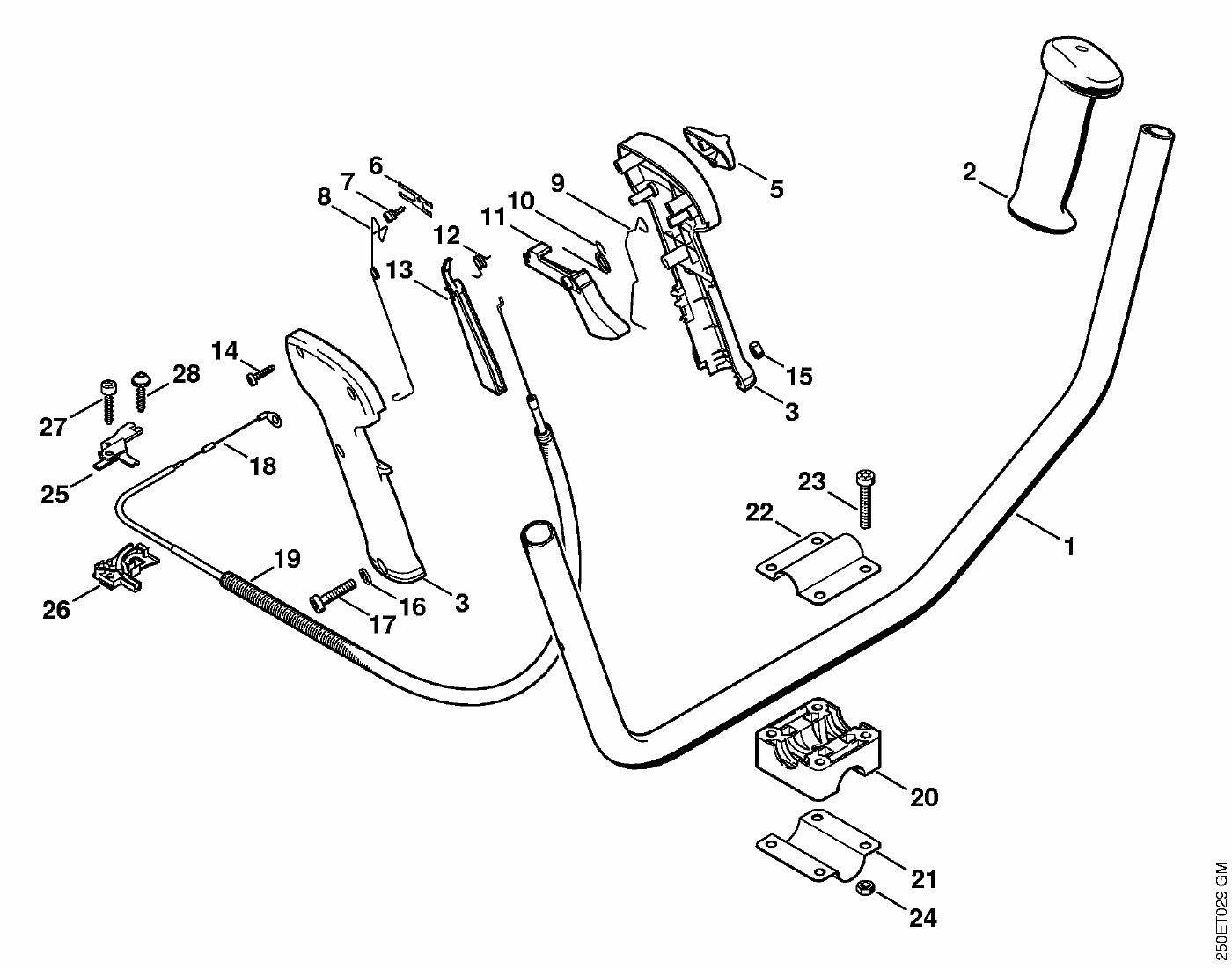 ЗАПЧАСТИ ДЛЯ ТРИММЕРА БЕНЗИНОВОГО STIHL FS 120, FS 120 R, FS 200, FS 200 R, FS 250, FS 250 R (РУКОЯТКА (09.2003))