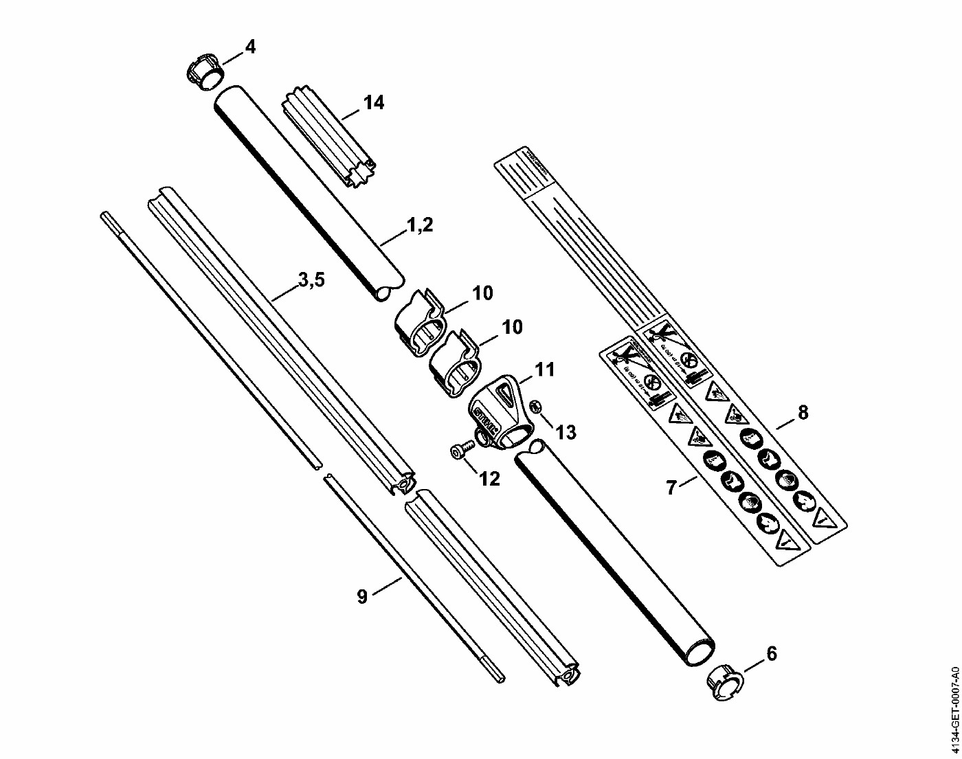 ЗАПЧАСТИ ДЛЯ ТРИММЕРА БЕНЗИНОВОГО STIHL FS 120, FS 120 R, FS 200, FS 200 R, FS 250, FS 250 R (ШТАНГА)
