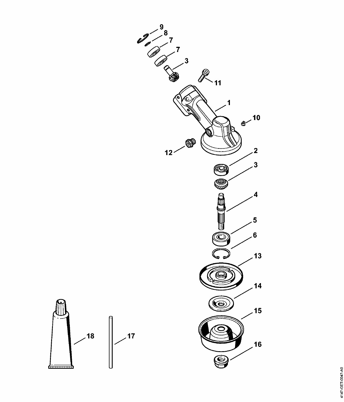 ЗАПЧАСТИ ДЛЯ ТРИММЕРА БЕНЗИНОВОГО STIHL FS 120, FS 120 R, FS 200, FS 200 R, FS 250, FS 250 R (РЕДУКТОР)
