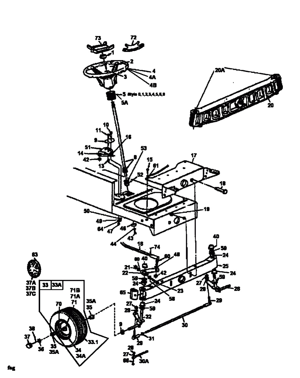 MTD Артикул 13AX795N678 (год выпуска 1998). Передняя ось