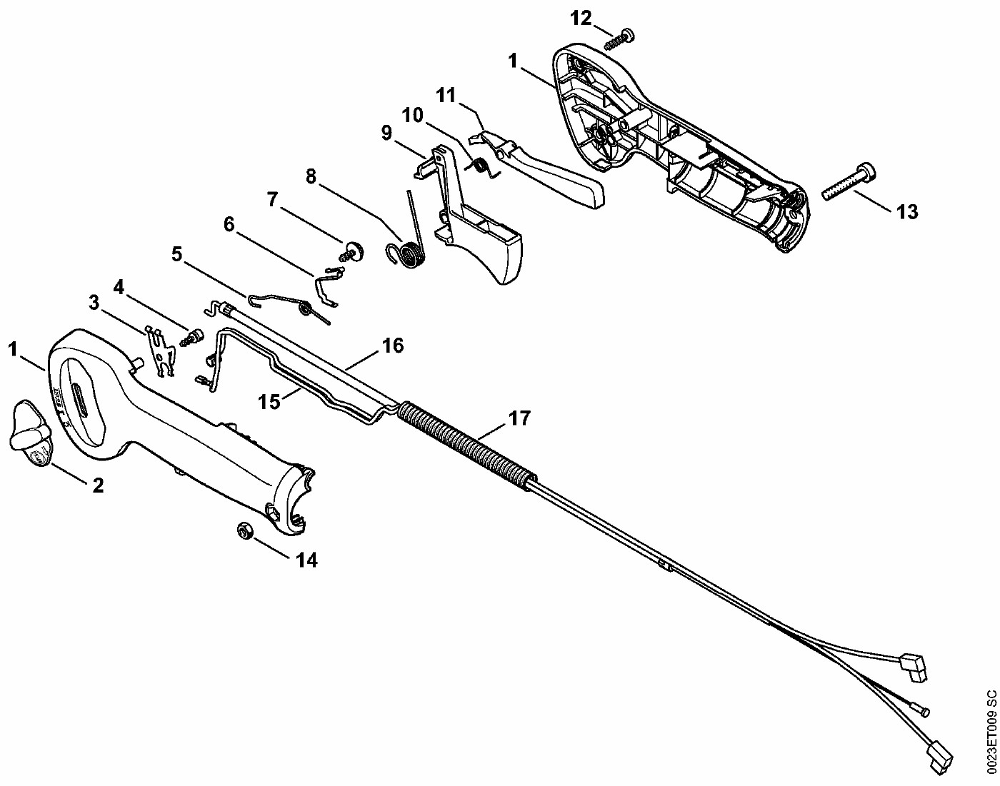 ЗАПЧАСТИ ДЛЯ НОЖНИЦ БЕНЗИНОВЫХ STIHL HS 82 R, HS 82 RC, HS 82 T, HS 87 R, HS 87 T (РУКОЯТКА УПРАВЛЕНИЯ HS 87)