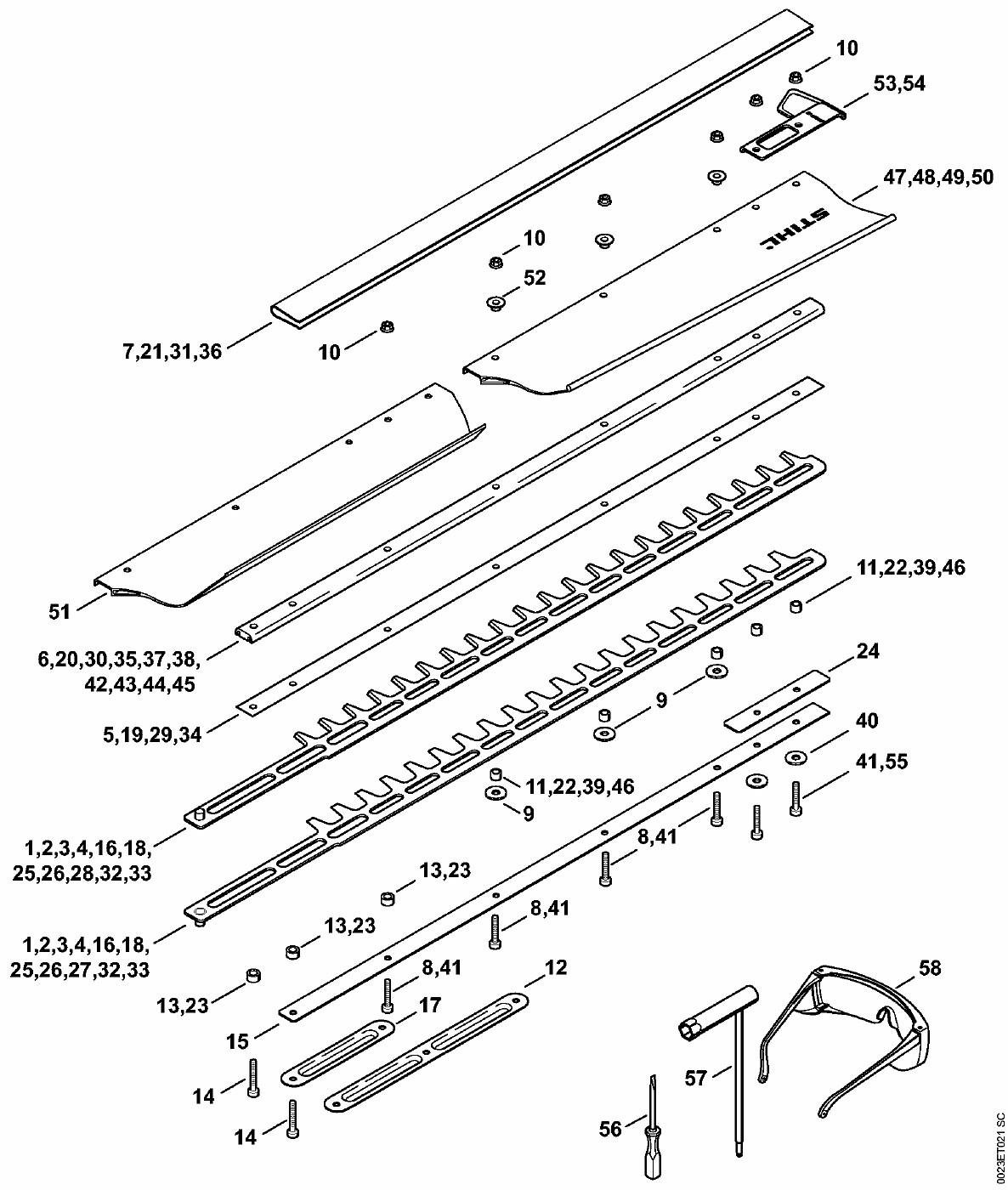 ЗАПЧАСТИ ДЛЯ НОЖНИЦ БЕНЗИНОВЫХ STIHL HS 82 R, HS 82 RC, HS 82 T, HS 87 R, HS 87 T (НОЖ HS 87)