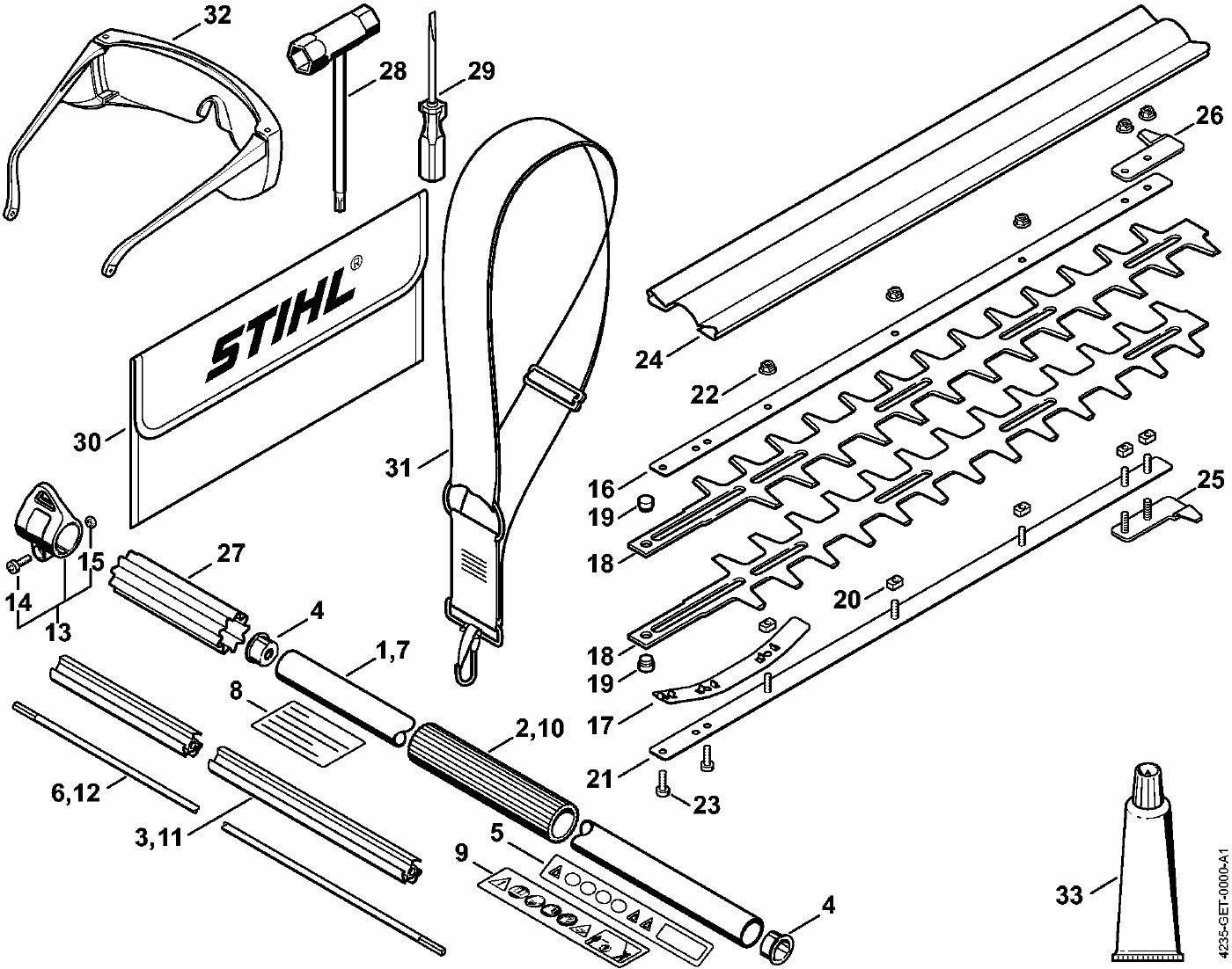ЗАПЧАСТИ ДЛЯ СЕКАТОРА БЕНЗИНОВОГО STIHL HL 73, HL 73 K (ШТАНГА, НОЖ)