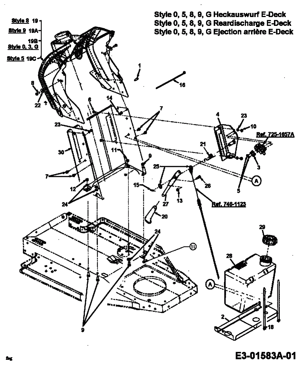 MTD Артикул 13AP475E600 (год выпуска 2001). Приборная панель