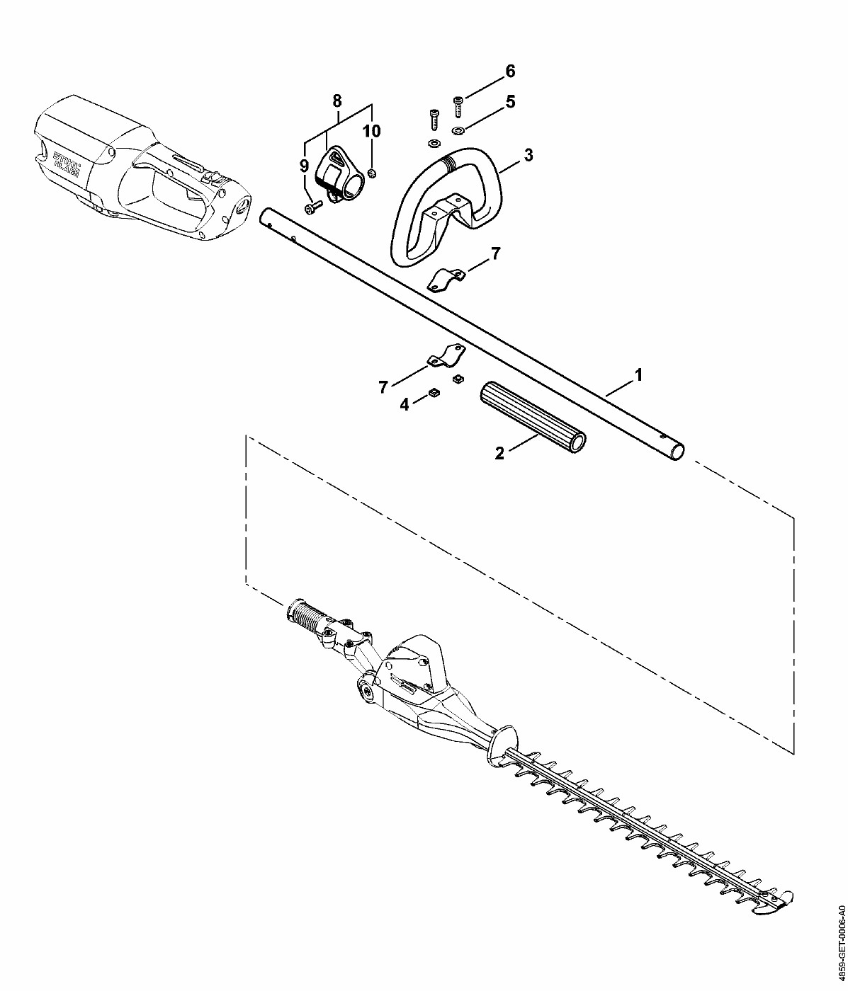 ЗАПЧАСТИ ДЛЯ СЕКАТОРА АККУМУЛЯТОРНОГО STIHL HLA 65, HLA 85 (ШТАНГА, РУКОЯТКА HLA 65)