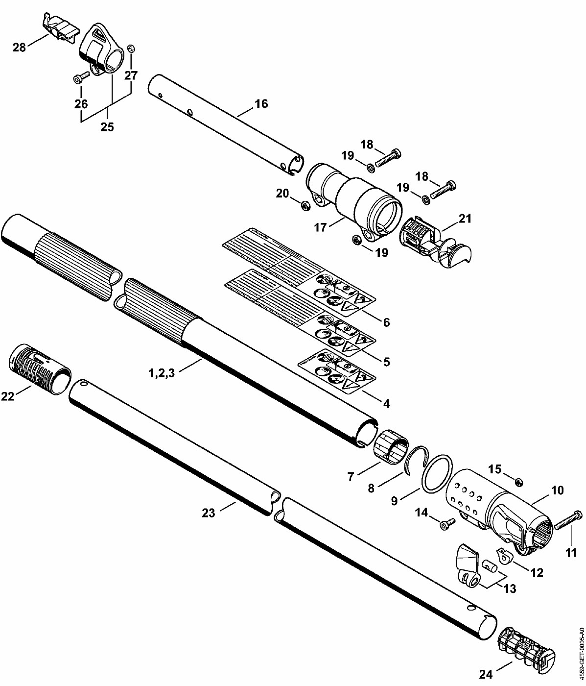 ЗАПЧАСТИ ДЛЯ СЕКАТОРА АККУМУЛЯТОРНОГО STIHL HLA 65, HLA 85 (ШТАНГА HLA 85)