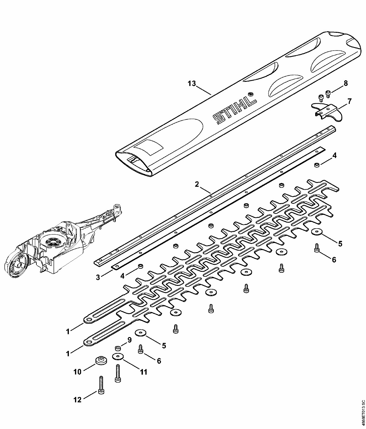 ЗАПЧАСТИ ДЛЯ СЕКАТОРА АККУМУЛЯТОРНОГО STIHL HLA 65, HLA 85 (НОЖ)
