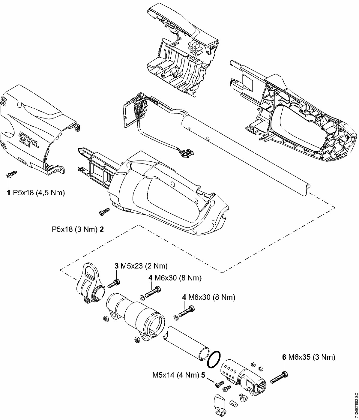 ЗАПЧАСТИ ДЛЯ СЕКАТОРА АККУМУЛЯТОРНОГО STIHL HLA 65, HLA 85 (МОМЕНТЫ ЗАТЯЖКИ)