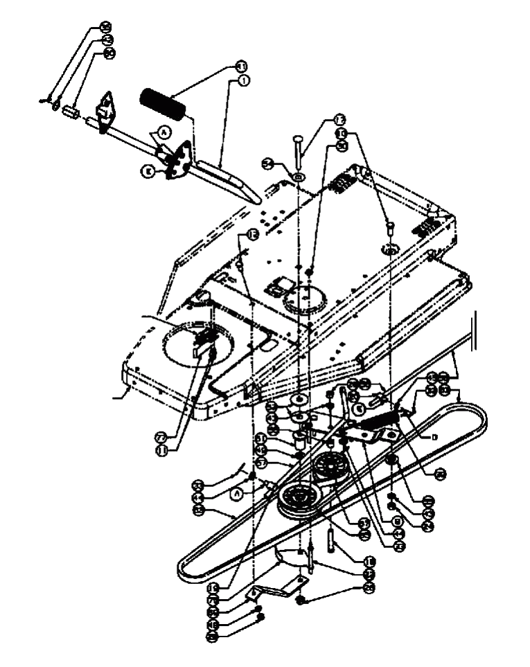 MTD Артикул 13AP475E600 (год выпуска 2001). Система привода, педали