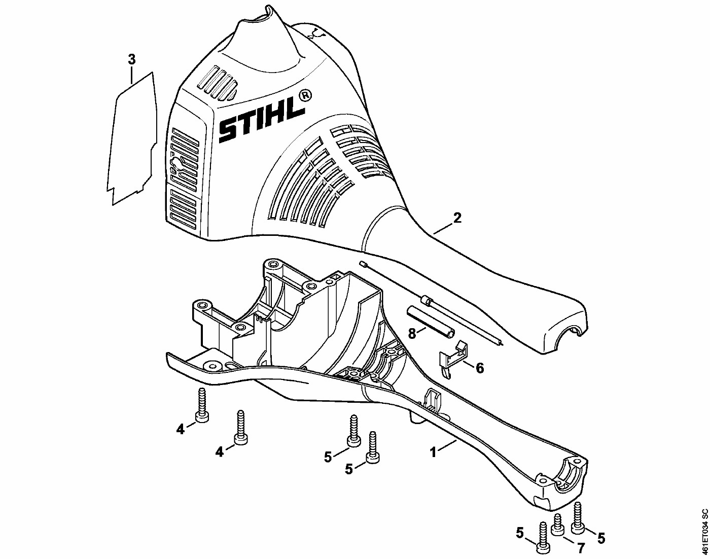 ЗАПЧАСТИ ДЛЯ КОМБИДВИГАТЕЛЯ БЕНЗИНОВОГО STIHL KM 55, KM 55 C, KM 55 R, KM 55 RC (КОРПУС)