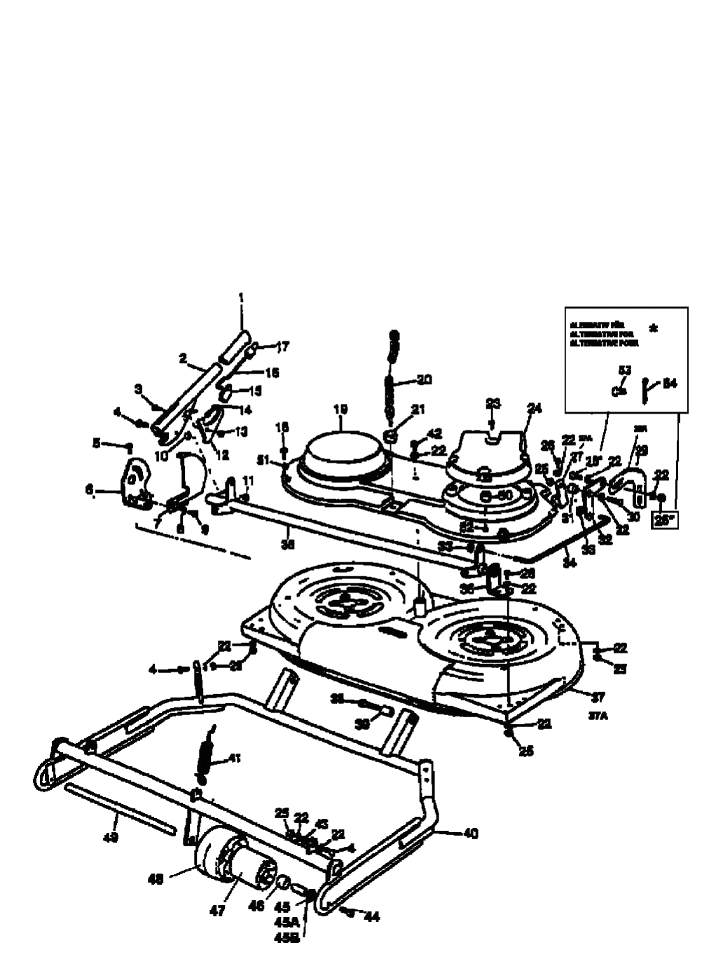 MTD Артикул 13A-522-678 (год выпуска 1999). Крепление деки