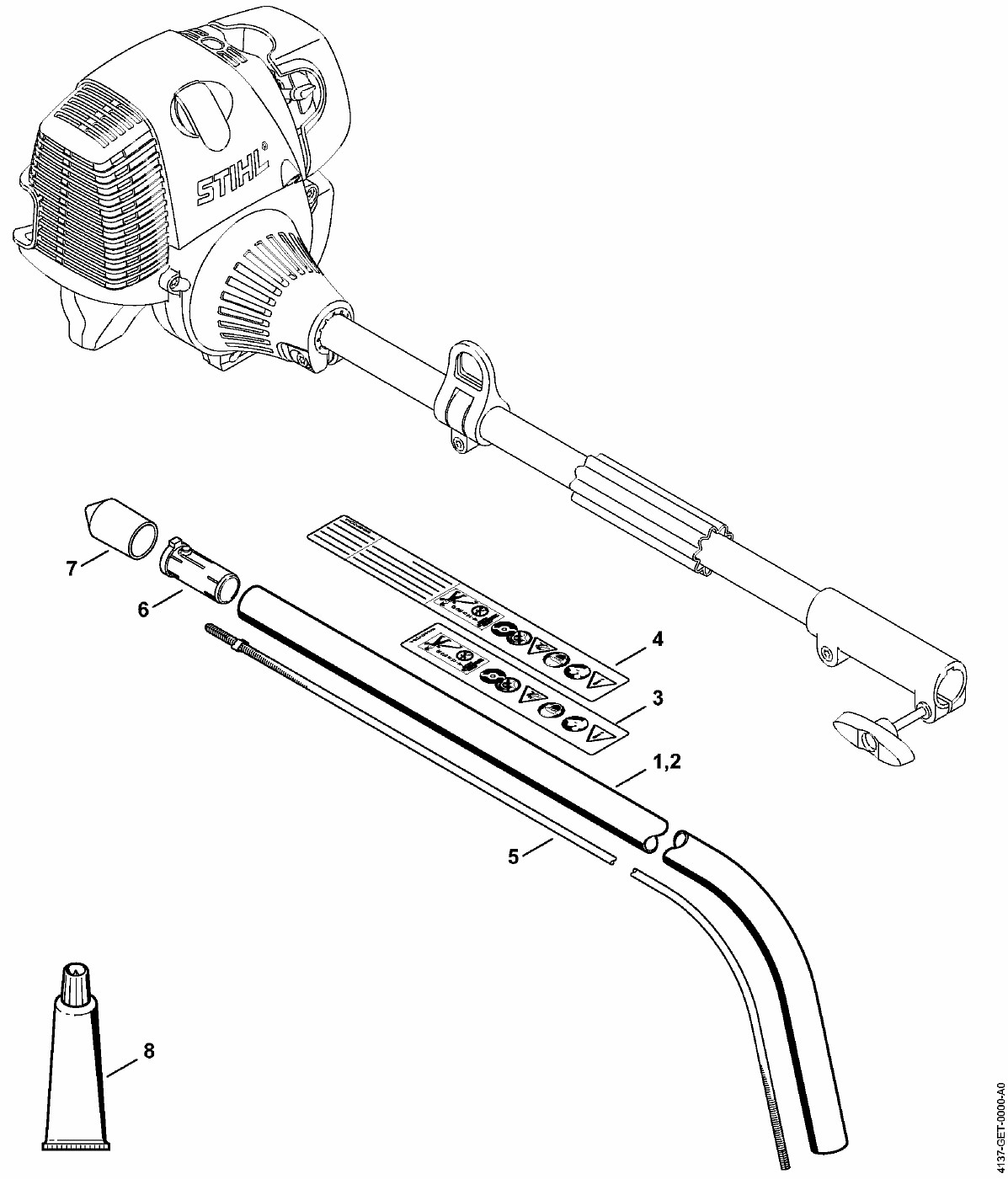 ЗАПЧАСТИ ДЛЯ НАСАДКИ ДЛЯ КОМБИИНСТРУМЕНТА STIHL FSB-KM (ШТАНГА)