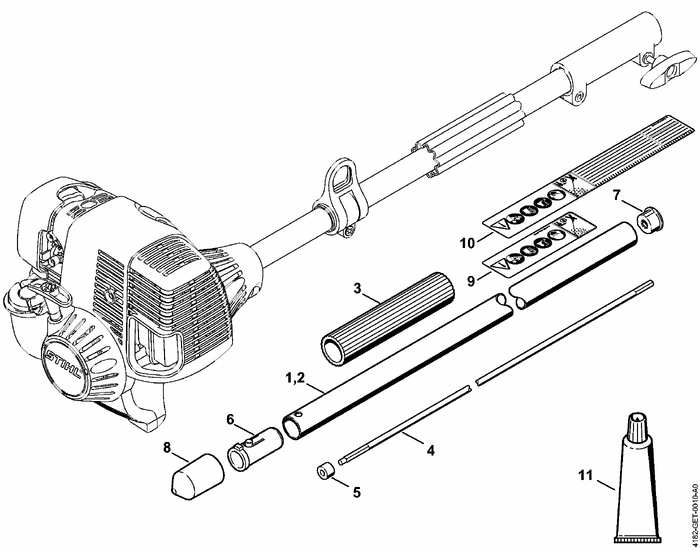 ЗАПЧАСТИ ДЛЯ НАСАДКИ ДЛЯ КОМБИИНСТРУМЕНТА STIHL HT-KM (ШТАНГА)
