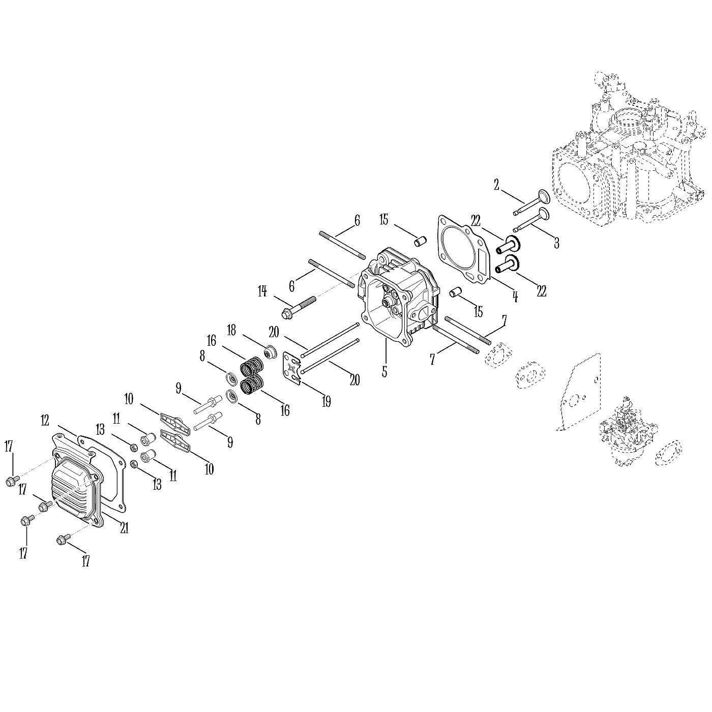 ЗАПЧАСТИ ДЛЯ ДВИГАТЕЛЯ БЕНЗИНОВОГО KOHLER XT-6 (XT149-0213) (2011) (КРЫШКА КЛАПАННАЯ, КЛАПАНЫ)