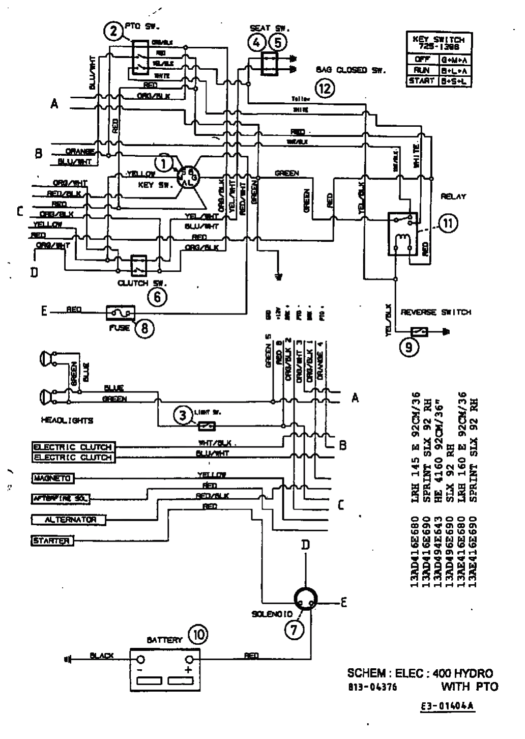 MTD Артикул 13AP418F678 (год выпуска 2001). Монтажная схема