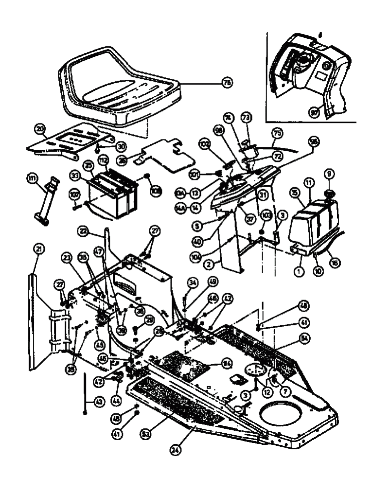 MTD Артикул 13AP418F678 (год выпуска 2001). Приборная панель, сиденье, топливный бак