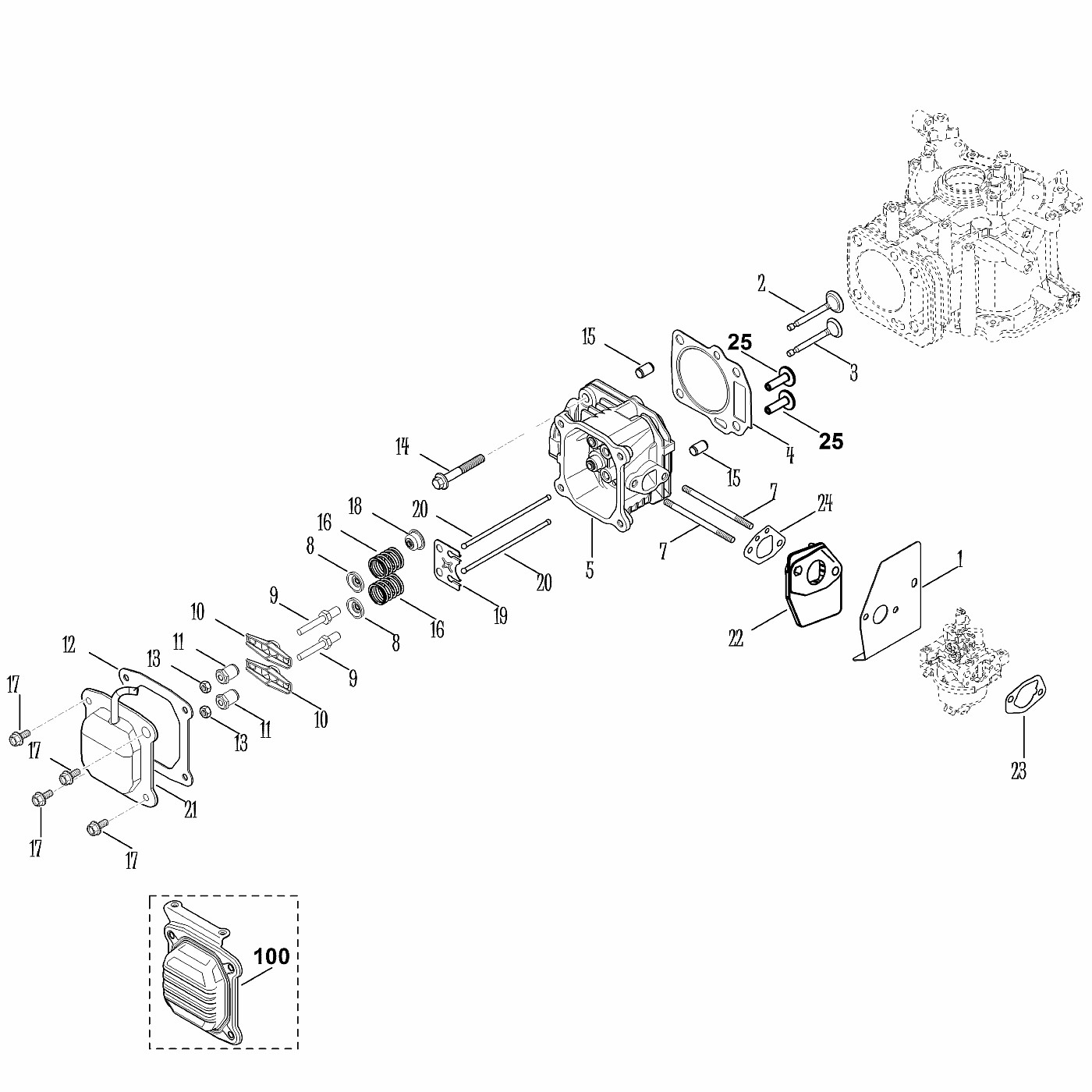 ЗАПЧАСТИ ДЛЯ ДВИГАТЕЛЯ БЕНЗИНОВОГО KOHLER XT-800 (XT800-0032) (КРЫШКА КЛАПАННАЯ, КЛАПАНЫ)