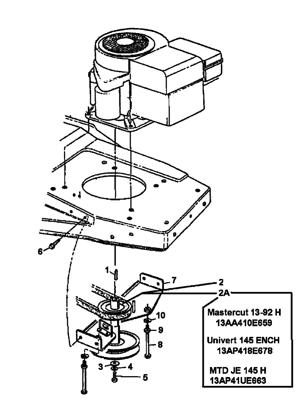 MTD Артикул 13AP418F678 (год выпуска 2001). Шкив двигателя