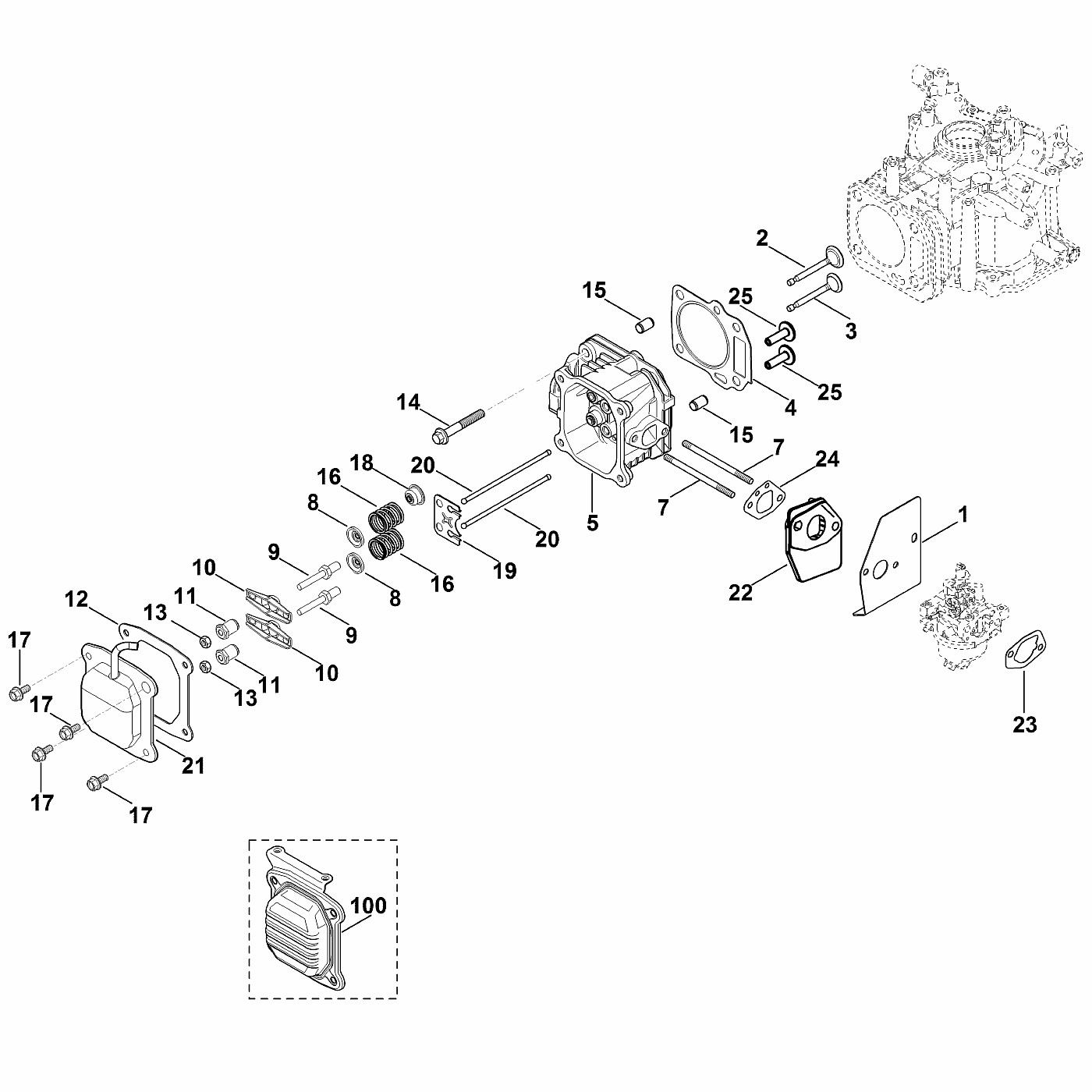 ЗАПЧАСТИ ДЛЯ ДВИГАТЕЛЯ БЕНЗИНОВОГО KOHLER XT-800 (XT800-3087) (КРЫШКА КЛАПАННАЯ, КЛАПАНЫ)