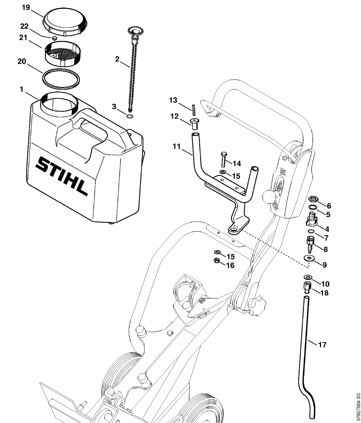 ЗАПЧАСТИ ДЛЯ ТЕЛЕЖКИ STIHL FW 20 (РЕЗЕРВУАР ДЛЯ ВОДЫ)