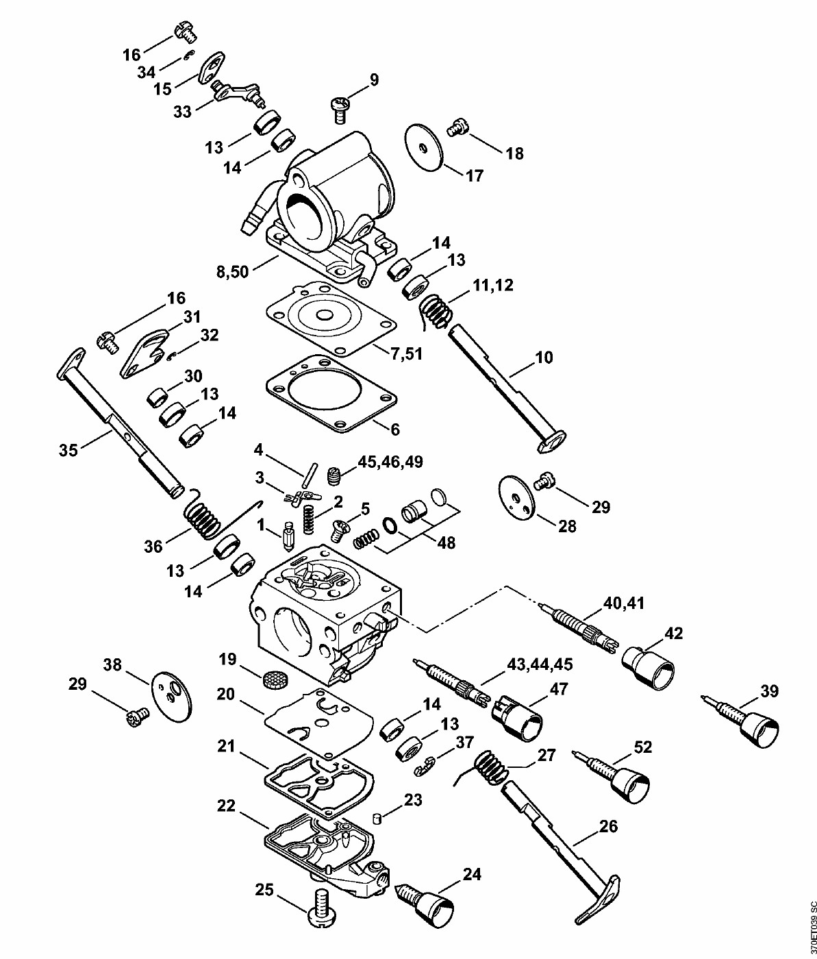 ЗАПЧАСТИ ДЛЯ БЕНЗОРЕЗА STIHL TS 410, TS 420 (КАРБЮРАТОР C1Q-S118, C1Q-167)