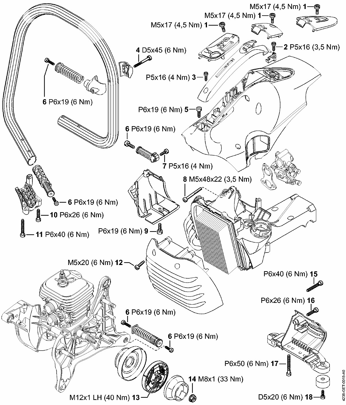 ЗАПЧАСТИ ДЛЯ БЕНЗОРЕЗА STIHL TS 410, TS 420 (МОМЕНТЫ ЗАТЯЖКИ)