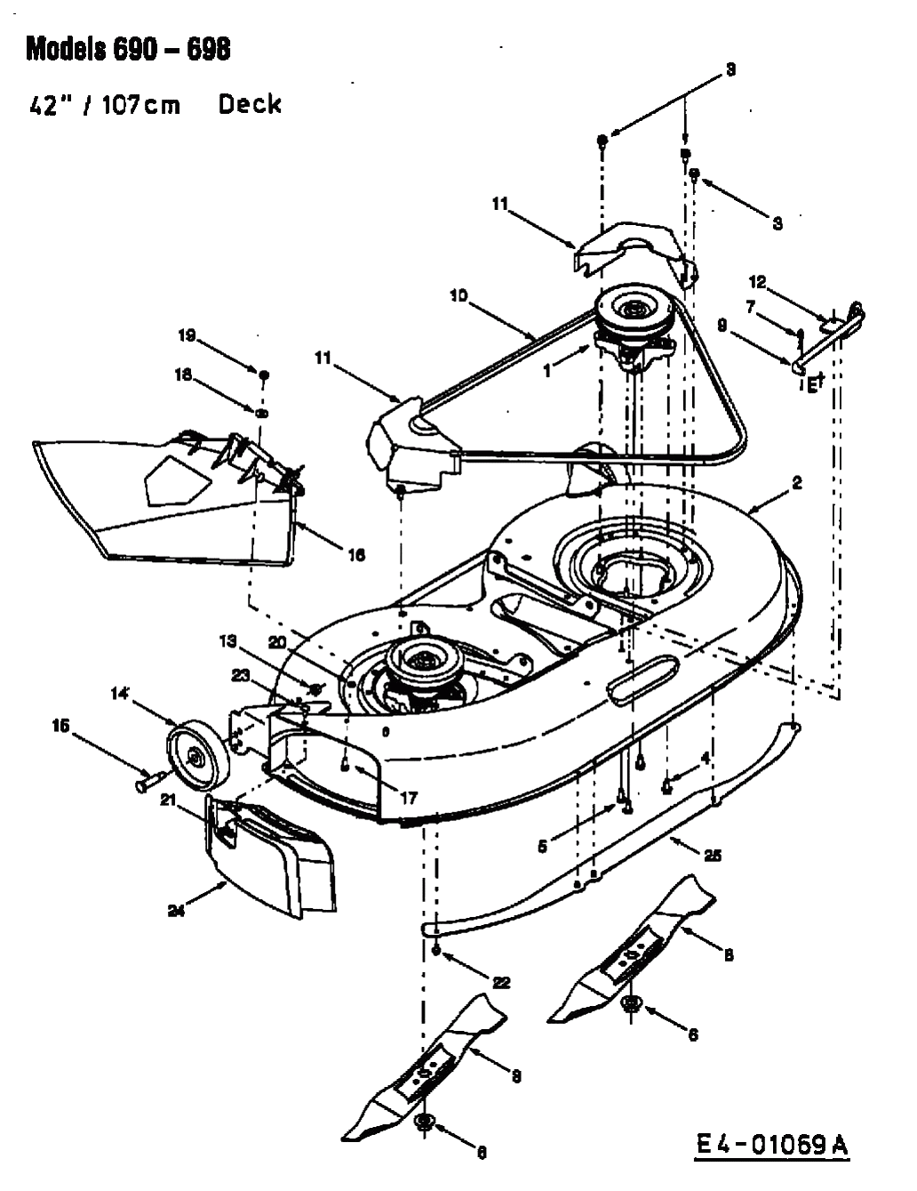 MTD Артикул 13AT698G678 (год выпуска 2003). Дека газонокосилки G (42/107cm)