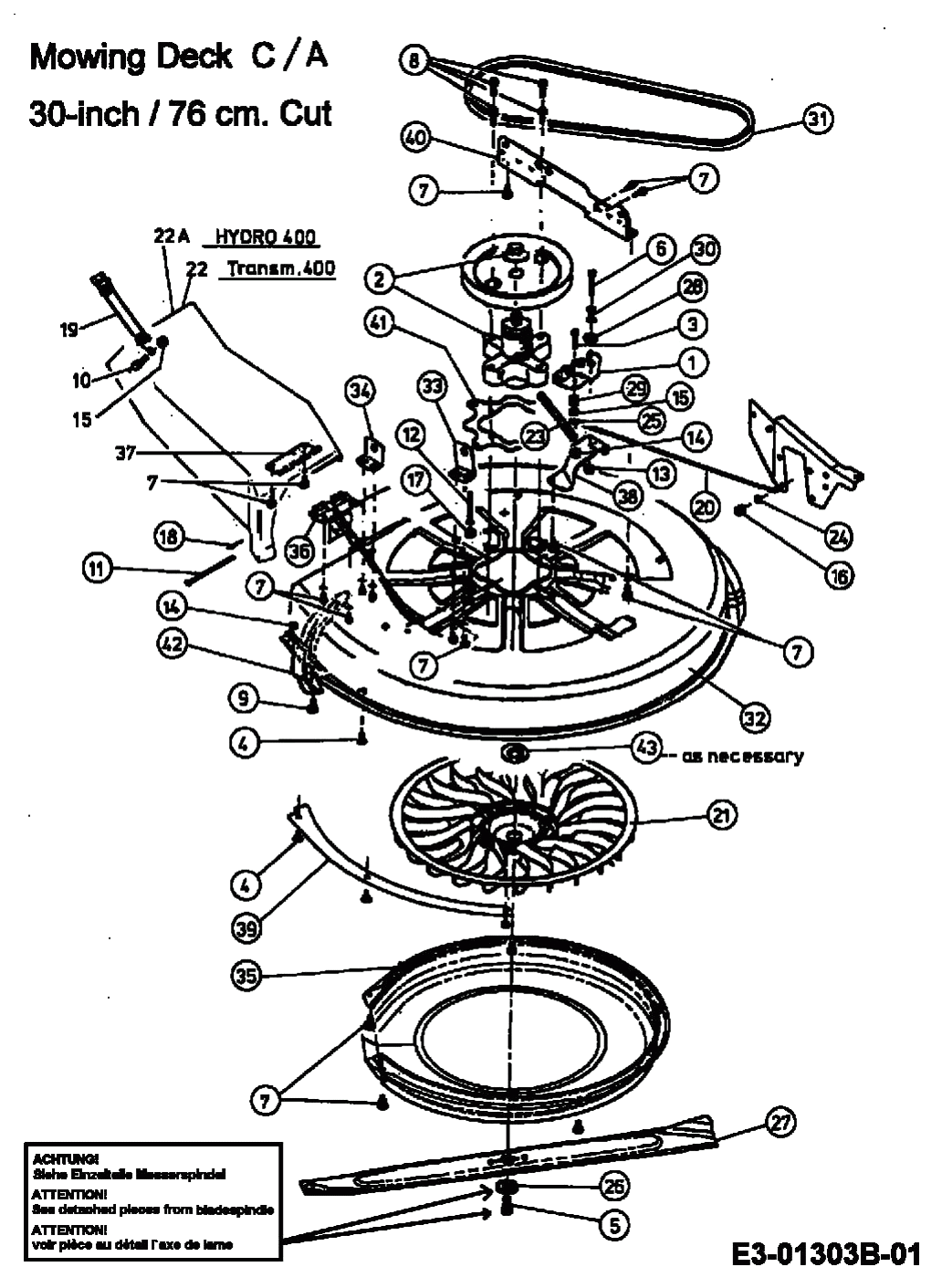 MTD Артикул 13BL475A606 (год выпуска 1998). Дека газонокосилки C (30/76cm)