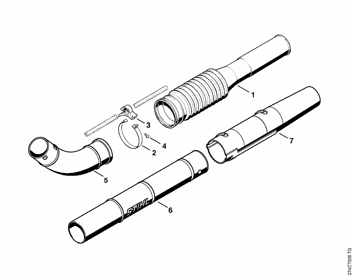 ЗАПЧАСТИ ДЛЯ ВОЗДУХОДУВКИ РАНЦЕВОЙ БЕНЗИНОВОЙ STIHL BR 45 C (ШЛАНГ ГОФРИРОВАННЫЙ, ТРУБА ПНЕВМАТИЧЕСКАЯ)