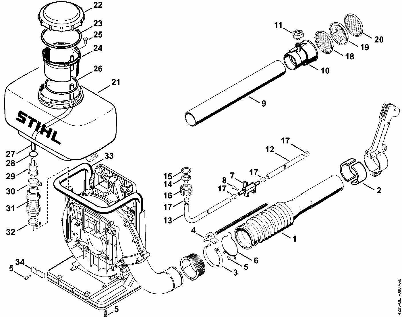 ЗАПЧАСТИ ДЛЯ ВОЗДУХОДУВКИ РАНЦЕВОЙ БЕНЗИНОВОЙ STIHL BR 340, BR 340 L, BR 380, BR 420, BR 420 C (НАБОР ДЛЯ ПЕРЕНАСТРОЙКИ BR/SR)