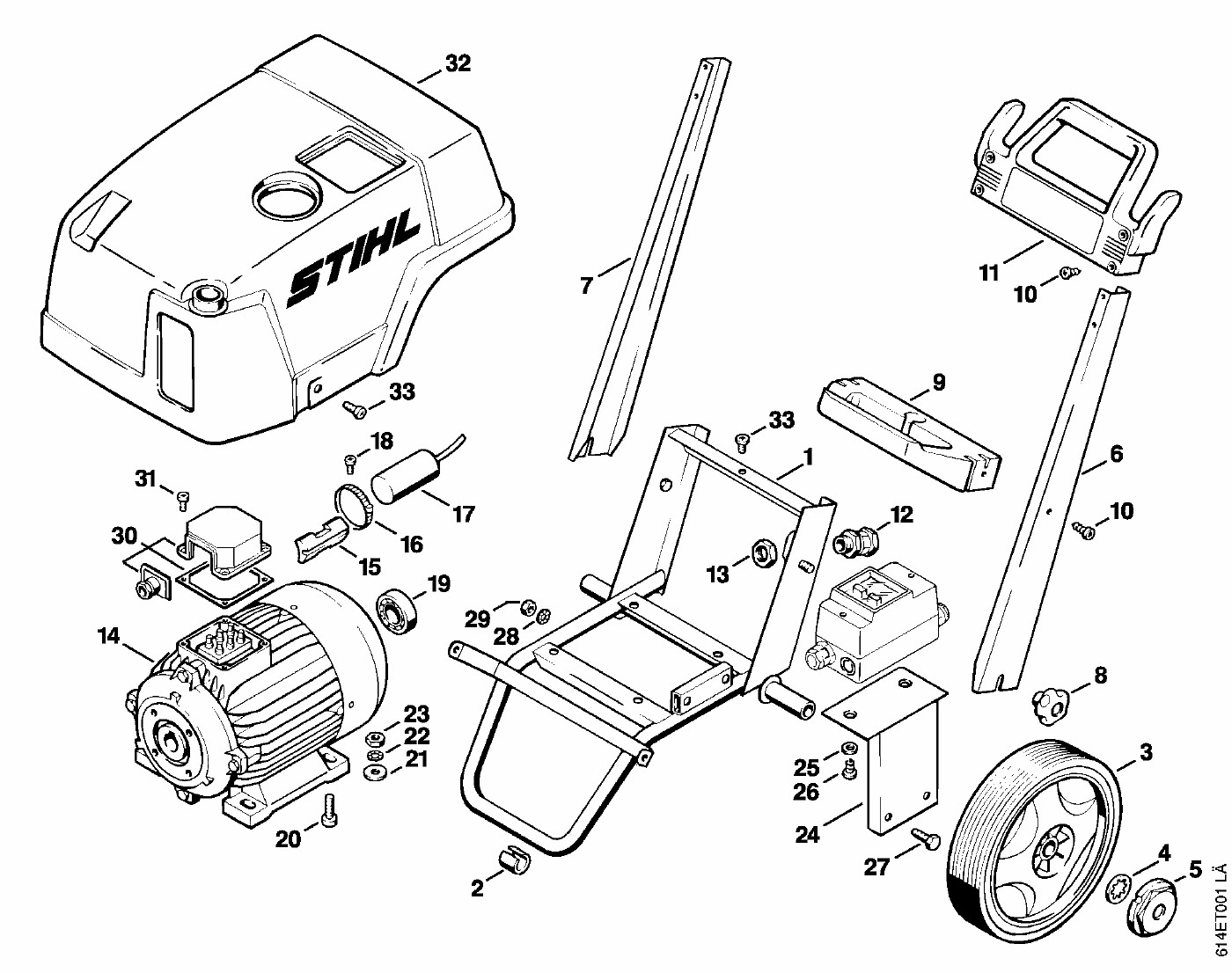 ЗАПЧАСТИ ДЛЯ АППАРАТА ВЫСОКОГО ДАВЛЕНИЯ ЭЛЕКТРИЧЕСКОГО STIHL RE 300 K, RE 330 K (ЭЛ. ДВИГАТЕЛЬ, КОРПУС)