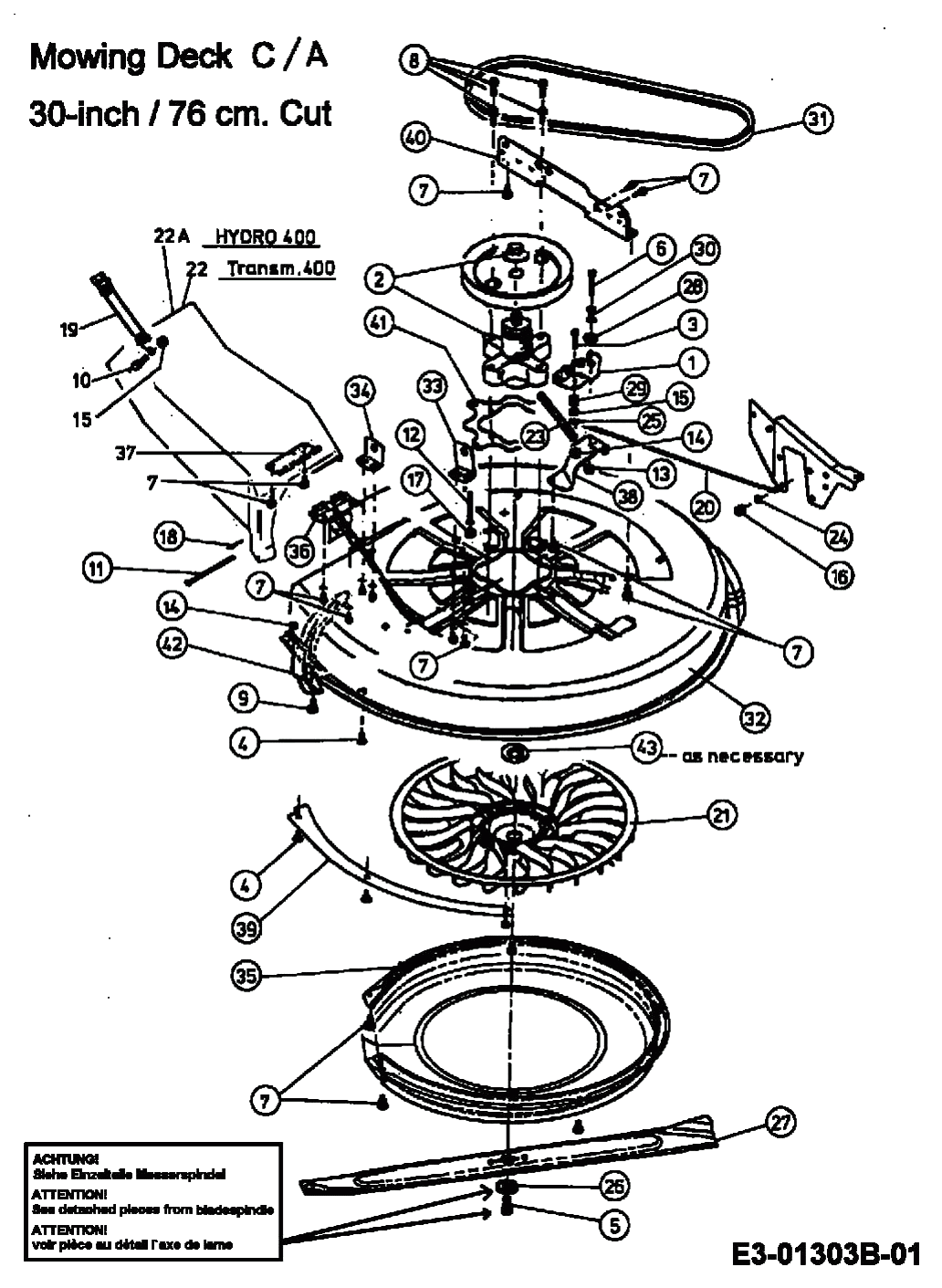 MTD Артикул 13AL455C678 (год выпуска 1998). Дека газонокосилки C (30/76cm)