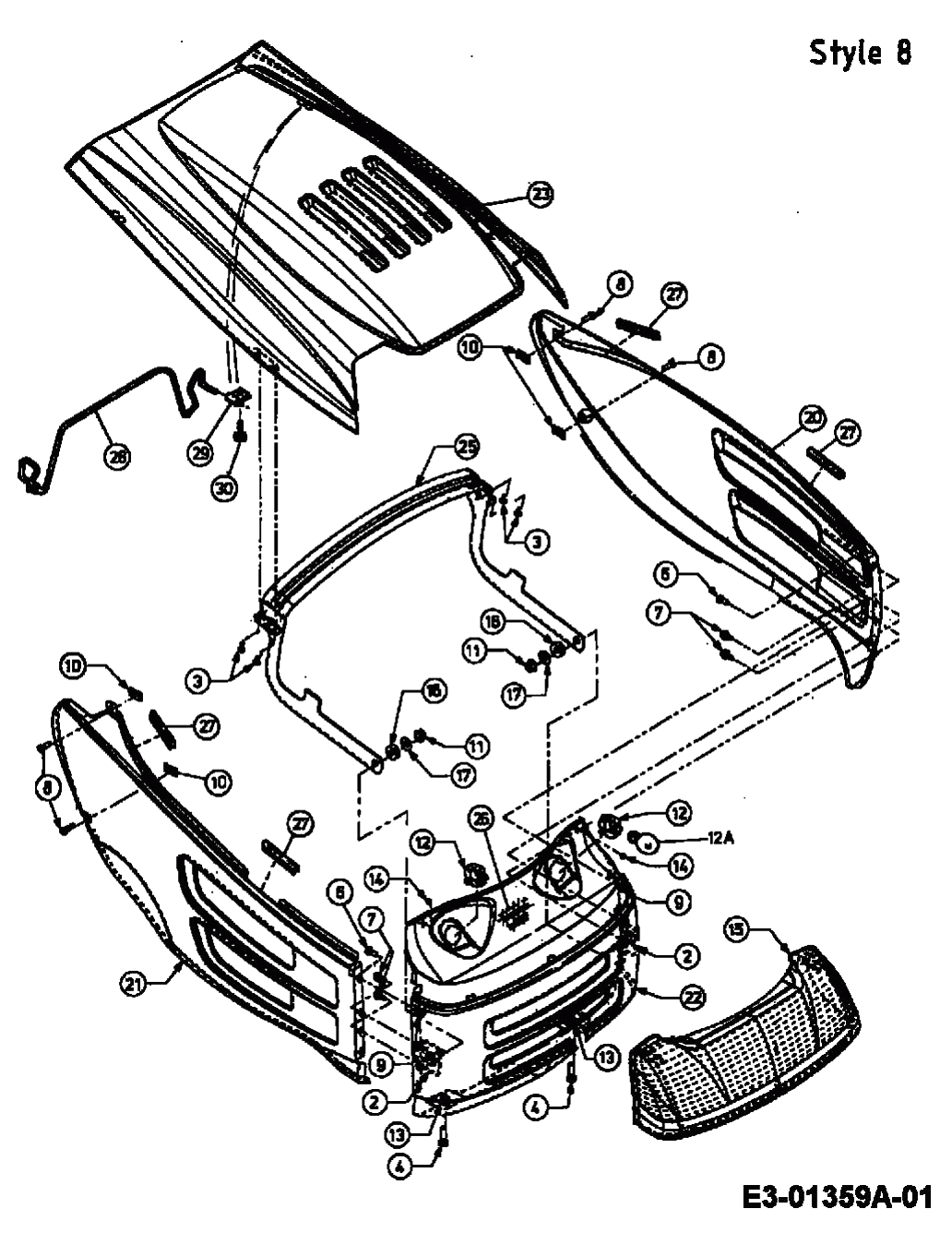 MTD Артикул 13AD498E678 (год выпуска 1999). Капот 8-Style