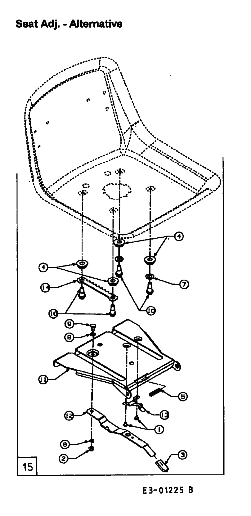 MTD Артикул 13AD498E678 (год выпуска 1999). Крепление сиденья