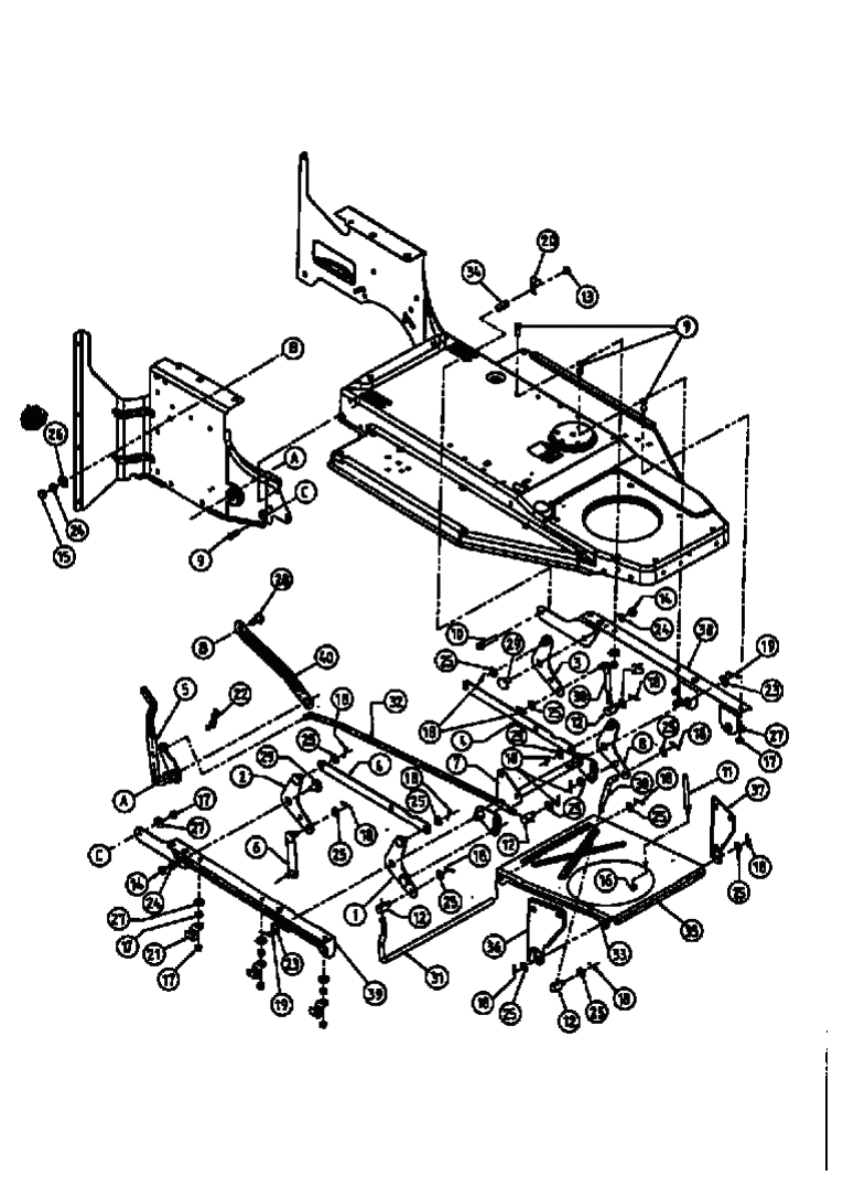 MTD Артикул 13AD498E678 (год выпуска 1999). Крепление деки