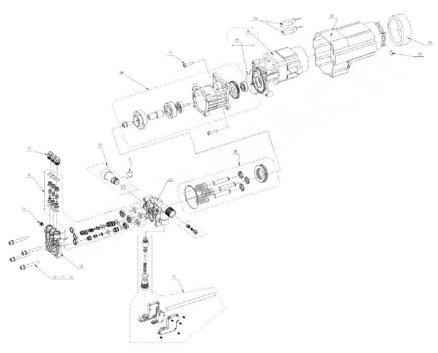 Мойка Интерскол АМ-100/1300 (С 15.02.2011 ГОДА) (ПОМПА И ЭЛЕКТРОДВИГАТЕЛЬ)