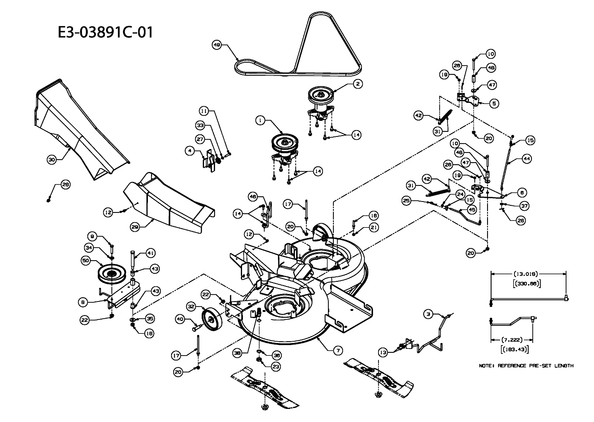 MTD Артикул 13AM783E678 (год выпуска 2009). Дека газонокосилки E (36/92cm)